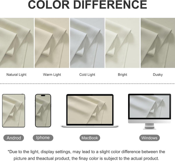 RYB HOME Outdoor Curtains for Patio Deck,Waterproof & Block Sunlight Beige 52"W x 63"L (Pack of 1)