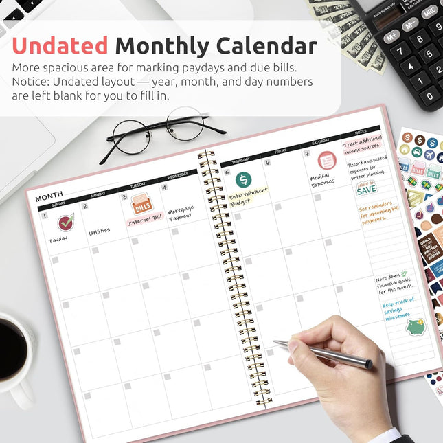 Budget Planner - Monthly Budget Book with Expense Tracker Notebook, Undated Bill Organizer & Finance Planner to Take Con