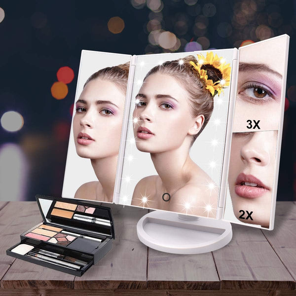 WEILY Makeup Mirror with 21 LED Lights,Two Power Supply Modes White 3.2"L x 7.5"W