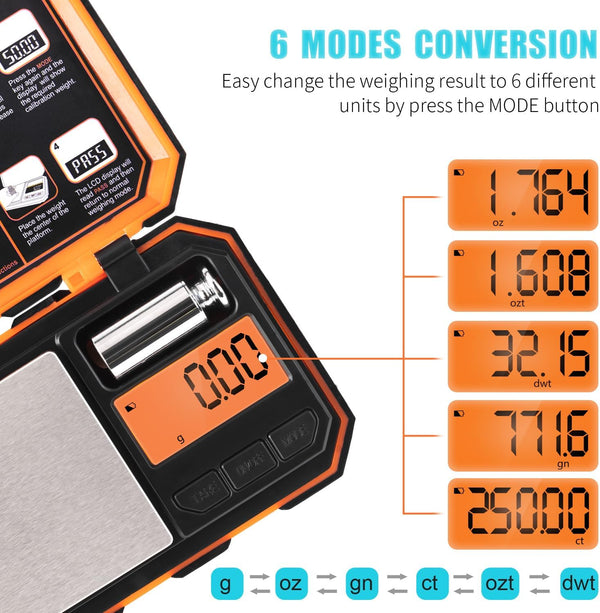 Fuzion Digital Pocket Scale, 200g x 0.01g, 6 Units Conversion Mini Scale with LCD Display, Tare Function for Food, Jewelry, Medicine, Coffee