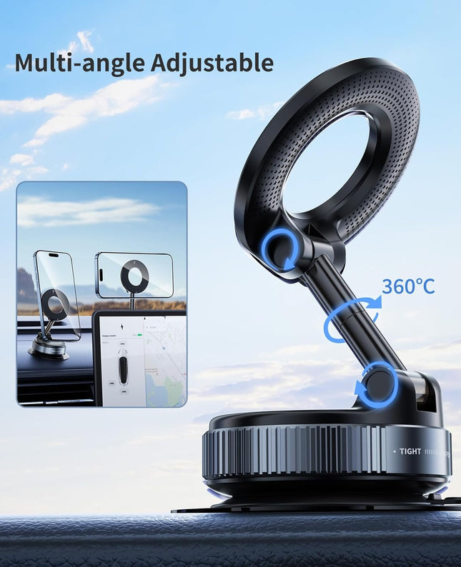 Vacuum Magnetic Phone Holder for Car,Suction Cup Phone Mount,Foldable Vacuum Magnetic Phones Stand,Magnet Car Mount for 