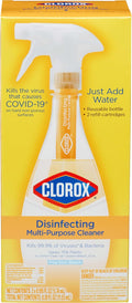 Clorox Disinfecting Multi-Purpose Cleaner Starter Kit, Household Essentials, One Reusable Spray Bottle Plus 2 Refills 2 Count (Pack of 1)