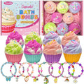 Bath Bombs for Kids with Surprise Jewelry Inside, 8 Cupcake Bath Bombs for Girls Gift Set, Handmade Fizzes Balls with Rich Bubble Bath, Ideal for
