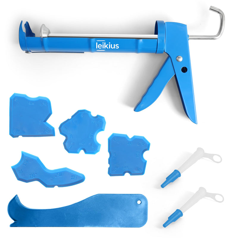 Caulk Gun Kit Smooths No-Drip Silicone Caulking Gun and Caulking Tools, Sealant Tools Grout Scraper for Kitchen Bathroom Sink Joint,With Gift Box