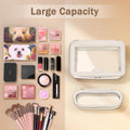 Travel Clear Makeup Bag with Makeup Brush Bag, Leather Make up Case Toiletry Bag, Portable Cosmetic Bag Case, Transparent Waterproof Cosmetic