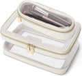 Travel Clear Makeup Bag with Makeup Brush Bag, Leather Make up Case Toiletry Bag, Portable Cosmetic Bag Case, Transparent Waterproof Cosmetic