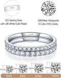 IMOLOVE Moissanite Wedding Band Wedding Rings for Women 925 Sterling Silver Rings with 18K White Gold Plated Eternity Stackable Engagement Ring