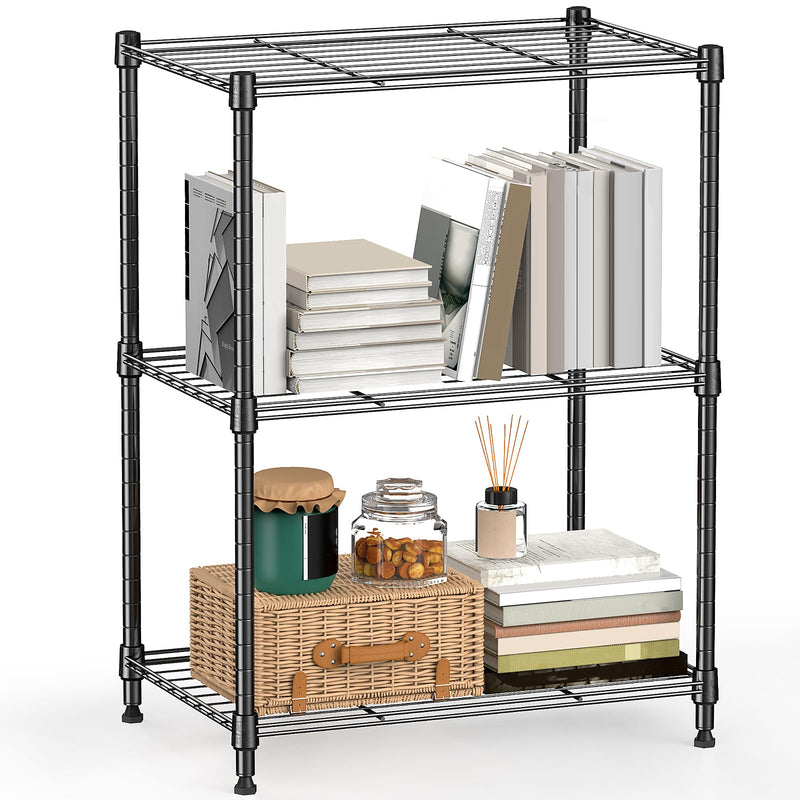M MZG 450 lbs Steel Storage Shelving 3-Tier Utility Shelving Unit Steel Organizer Wire Rack for Home,Kitchen,Office (11.8" D x 17.7" W x 26.3" H)
