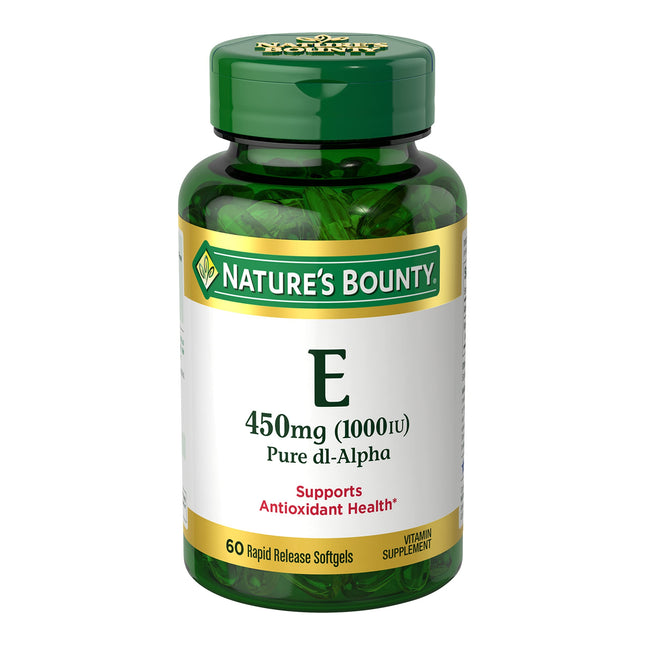 Nature's Bounty Vitamin E 1000 IU Softgels, Supports Antioxidant Health & Immune System, 1 Serving per Day, No Gluten, 6
