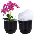 QCQHDU 2 Pack 5.7 Inch Orchid Pots with Holes for Repotting, Double-Layer and Self Watering Orchid Pot with Good Air Circulation Black 2packs 5.7IN