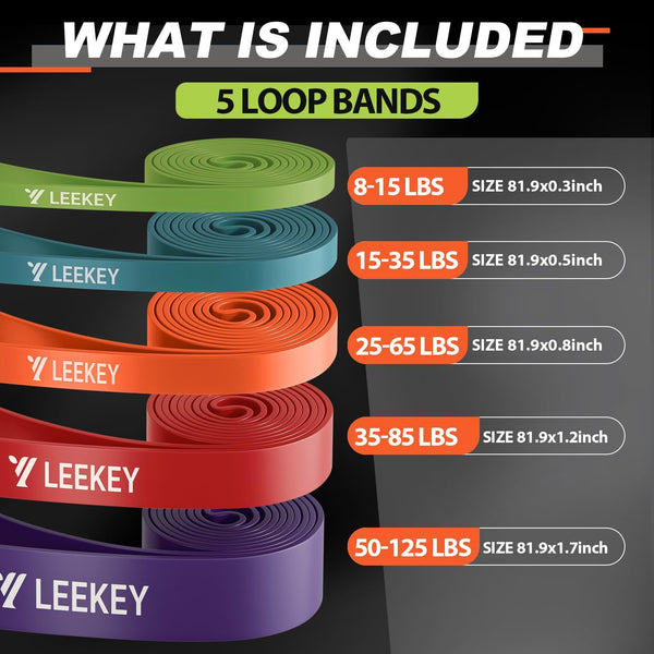 LEEKEY Resistance Bands, Exercise Bands with Handles,Pull up Assist Bands - Band Set with Door Anchor - Bands for Working Out,Band for Men and