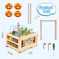 Wooden Activity Cube 7-In-1 Montessori Toy Multipurpose Educational Learning Toy for 1+ Year Old Baby Toddler Kid Boy First Birthday Gift Bead