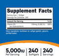 Nutricost Vitamin D3 5,000 IU (125mcg), 240 Softgels, GMO-Free 240 Count (Pack of 1)