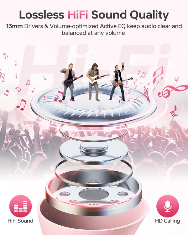 Wireless Earbuds Bluetooth 5.3 Headphones, 40Hrs Playback Stereo Ear Buds with LED Display Charging Case IPX7 Waterproof in-Ear Earphones with Mic