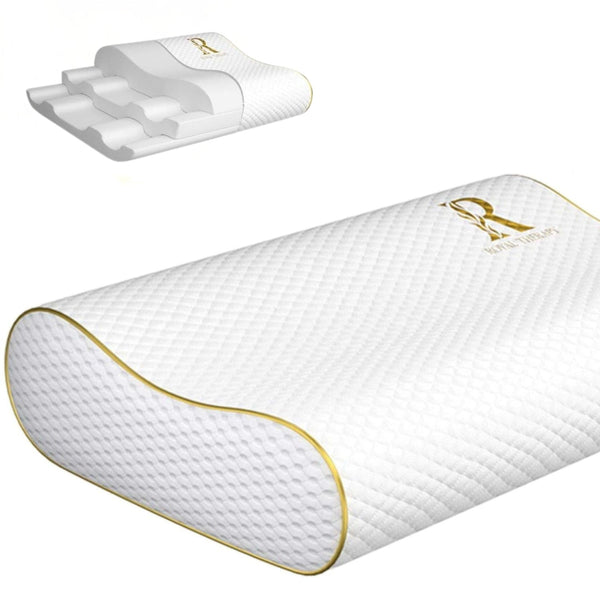 Royal Therapy Memory Foam Pillow, Queen Neck Pain Relief, Contour Cervical Pillow, for Neck and Shoulder Pain, Side, Back and Stomach Sleeper