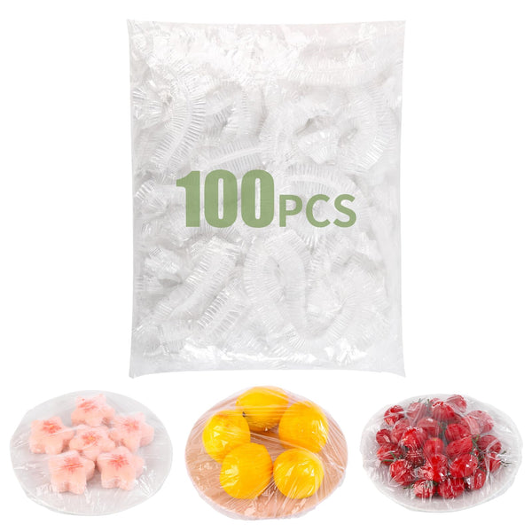 Plastic Bowl Covers 100Pcs Elastic Reusable, Shower Caps for Sourdough Bread Proofing, Outdoor Food Covers to Keep Bugs Away, Stretch Bowl Covers