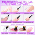 Gelike EC Gel Nail Glue for Press Ons: 6 in 1 Strong UV Nail Glue for Nail Tips and Acrylic Nail - Long Lasting 28 Days Hold Quick UV Cure - Hema