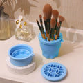 Makeup Brushes Cleaner Mat with Brush Storage Holder, Folding Portable Washing Tool for Makeup Brush Cleaning, 2 in 1 Silicone Brush Cleaner Pad &