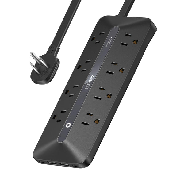 Anker Power Strip, 900J Surge Protector, 35W Max | Flat Plug Extension Cord with Multiple Outlets, 8 AC, 2 USB A, 2 USB C, 5ft Outlet Extender,
