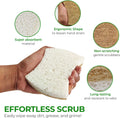 AIRNEX Natural Kitchen Sponges (12 Pack) - Biodegradable Cellulose & Coconut Scrubber Dish Sponge for Kitchen - Eco-Friendly, Non Scratch,