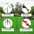 Double Shepherds Hooks for Outdoor, Bird Feeder Pole with 5 Prongs Base, Heavy Duty Garden Hook for Lantern, Wind Chime and Hummingbird Feeder, 45