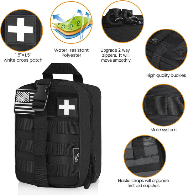 Medical Molle Pouch Tactical - 1000D Nylon First Aid Pouch, Big Capacity EMT Pouch Utility, Heavy Duty Military Grade Rip-Away Ifak Pouch for Home