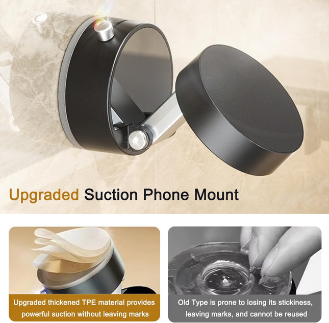 Foldable Magnetic Vacuum Phone Holder, Ultra Strong Suction Cup Phone Mount for Car/Travel/Desktop, Adjustable Vacuum Ma