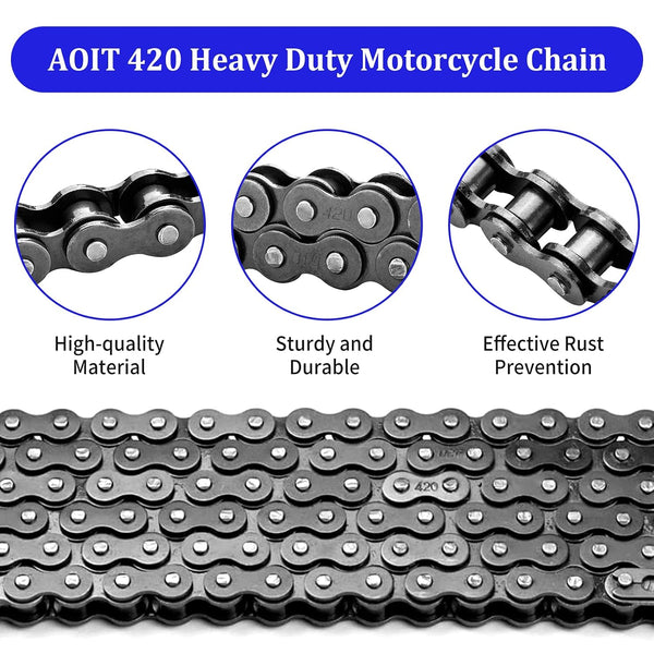 420 Motorcycle Chain 132 Links - 420 Chain for 50 70 90 110 125cc 212cc TaoTao Coolster Apollo Baja Kazuma Chinese ATV, 420 Chain for Mini Bike Go