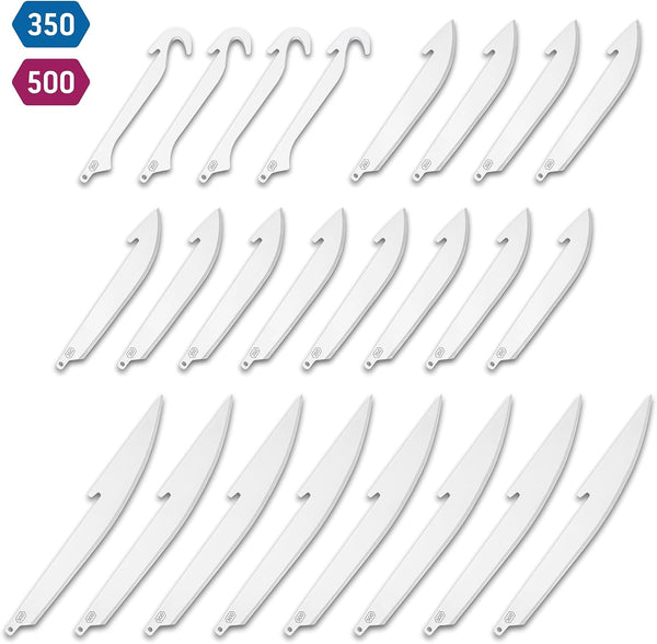 OUTDOOR EDGE 3.5" RazorSafe Replacement Combo Knife Blades, 24 Piece Value Pack (12 Sharp-Point, 8 Boning/Fillet, 4 Gutting Blades) 3.5" Combo Set