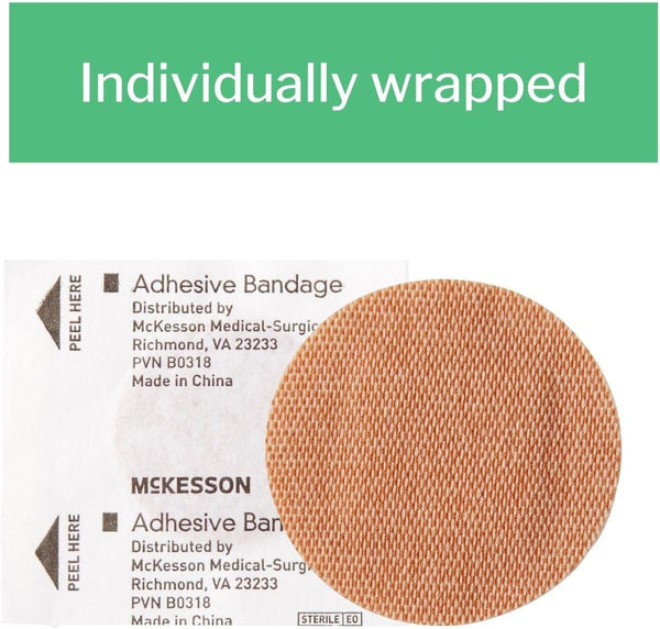 McKesson Adhesive Bandages, Sterile, Fabric, Tan, 1 in, 100 ct | Fabric Spot