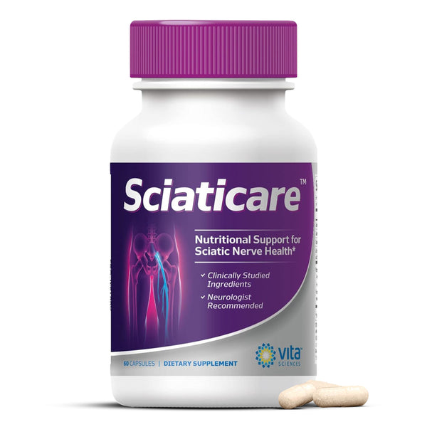 Vita Sciences Sciaticare Nerve Soothing Supplement Vitamins with Natural R-ALA Form 40X Strength, NOT Synthetic Alpha Lipoic Acid (ALA) - Lower