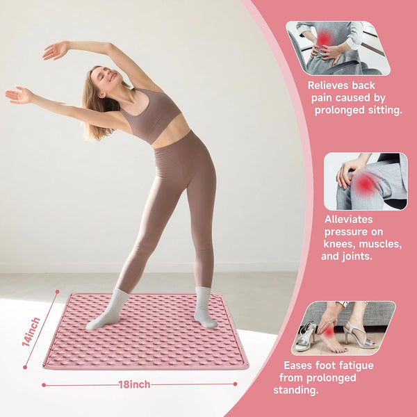 Foot Massage Acupressure Mat, Portable Silicone Reflexology Pad, Moderate Hardness Pressure Point Mat, Anti-Fatigue Mat, Connectable for Jogging &