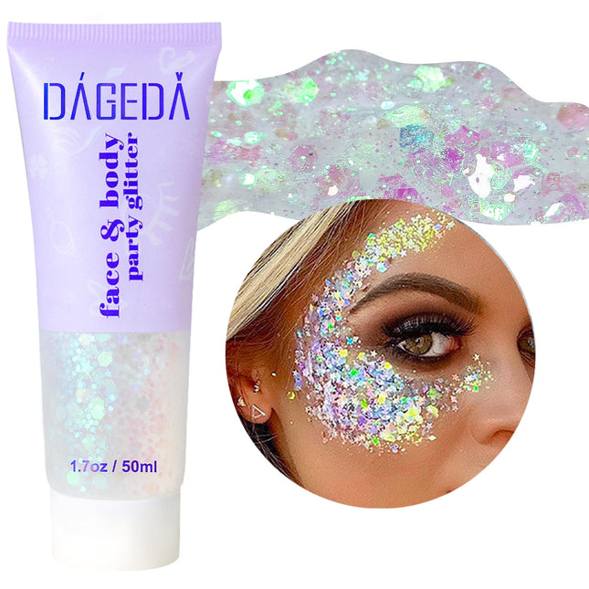 DAGEDA Body Glitter Gel, Face Glitter Body Gel Sequins Shimmer Liquid Eyeshadow,
