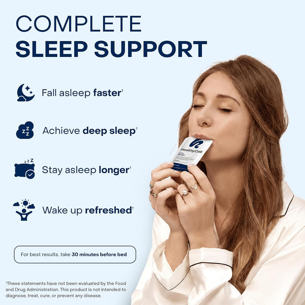 Healthycell REM Sleep Aid Liquid Gel Supplement for Adults - 30 Gel Packs | Extra Strength, Deep Sleep Supplement with Melatonin, Magnesium,