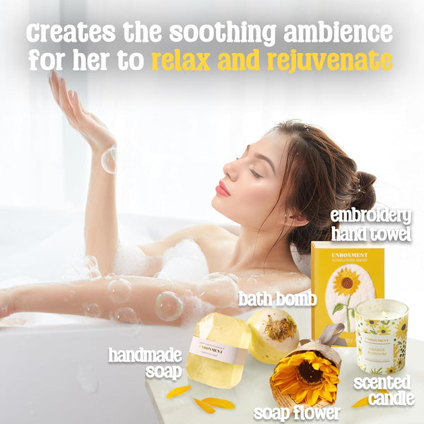 Sunflower Gifts for Women, Sending Sunshine Gift Basket, Get Well Soon for Sick Friend, Feel Better Care Package after Surgery Recovery, Thinking