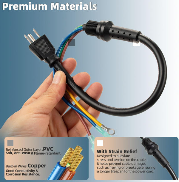 100641 Power Cord Replacement Parts Compatible wtih Pro Team Backpack Vacuum Pigtail Assembly for Supercoach, CoachVac, MegaVac, Super QuarterVac