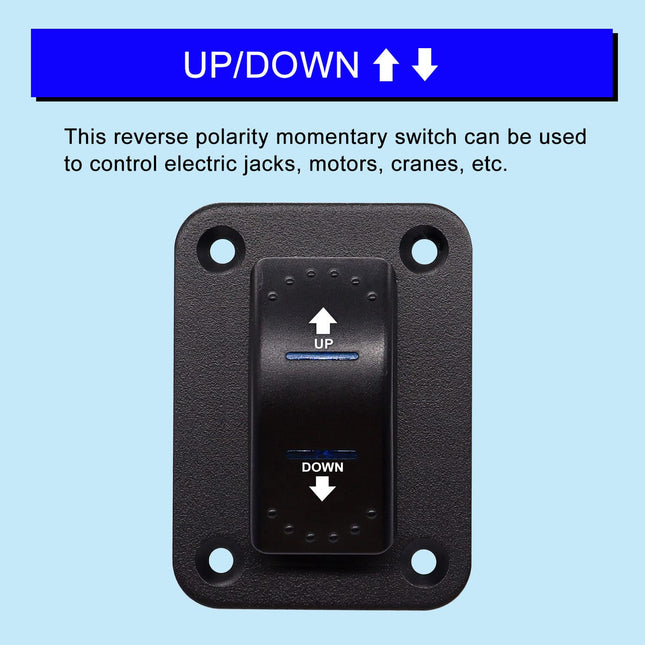Weideer 20A 12V Polarity Reversing Momentary Rocker Switch DC Motor Control 7Pin up down Blue LED Winch In/Out Switch wi