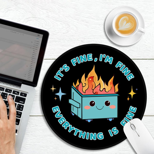 2 Pack Dumpster on Fire Mouse Pad, Funny Cute Mousepad for Desk Accessories, Small Round Mouse Pad for Wireless Mouse Gaming Computer Laptop, This