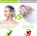 Retisee 140 Pcs Disposable Shower Caps Bulk 18.2 Plastic Clear Hair Caps Elastic Large Thick Waterproof Bath Covers for Women Hair Care Cleaning