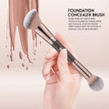 KINGMAS Foundation Makeup Brush, Premium Dual Concealer Bronzer Brushes Brown