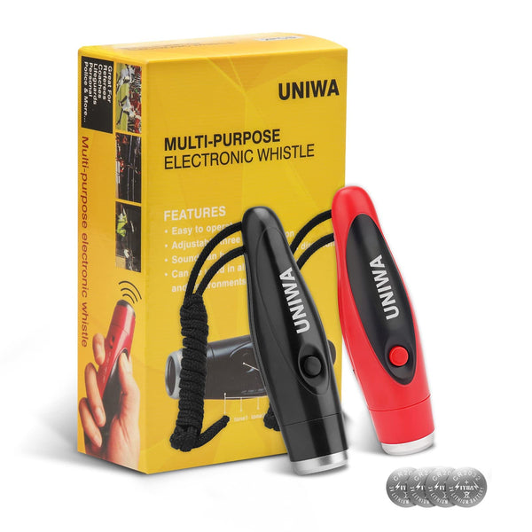 UNIWA Electronic Whistles, 2 Pack Handheld 3 Tone High Volume Electric Whistle with Lanyard for Teacher Coach Referee, Loudest Emergency Whistle