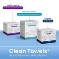 Clean Skin Club Clean Towels®, 100% USDA Biobased Face Towel, Disposable Face Towelette, Eczema Association Accepted, Makeup Remover Dry Wipes,