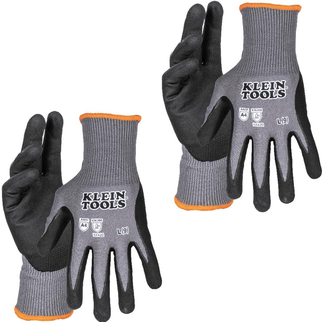 Klein Tools 60589 Work Gloves, Knit Dipped Cut Resistant ANSI A4 Nitrile Coated 