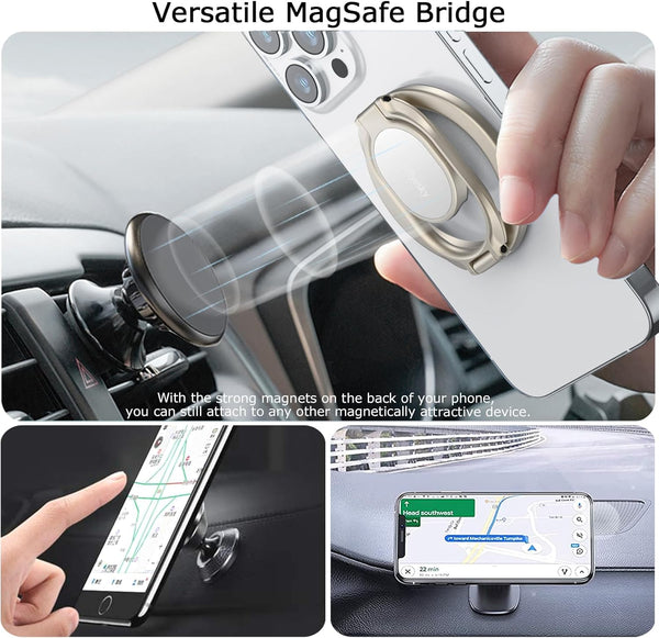 Magnetic Phone Ring Holder, Double Adjustable Gym Finger Ring Grip and Stand, Removable Phone Grip, for Iphone, Ipad and Smartphones, Compatible