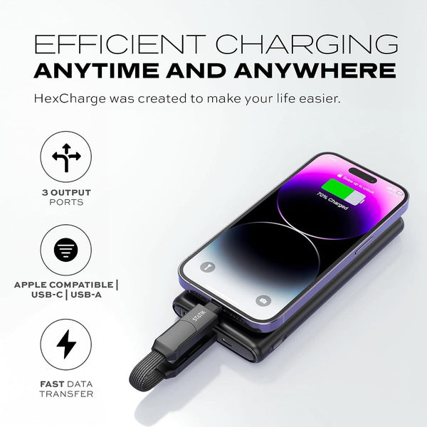 Statik Hexcharge Keychain Charger Cable - Portable 4 in 1 Charging Cable Key Ring, 60W Fast Charging, Universal Multi Charging, Compatible with