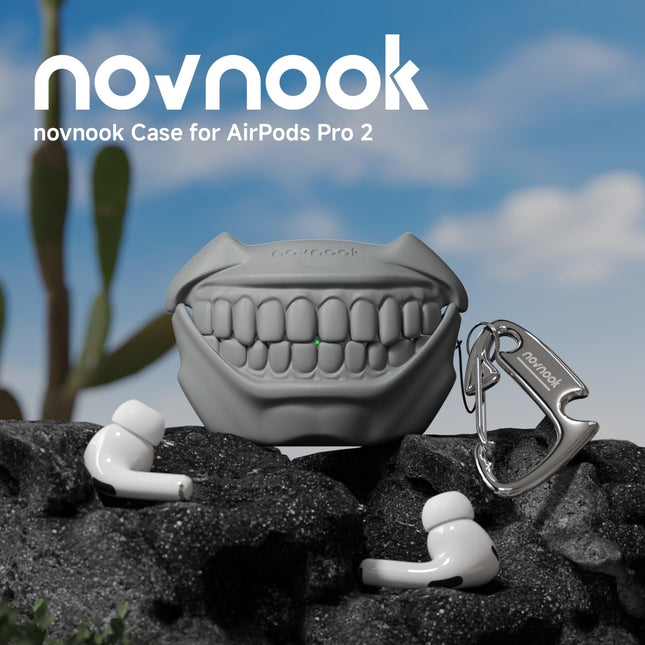 for AirPods Pro 2nd Generation Case, Unique Funny Teeth Design, Soft Silicone Shell, Compatible with Wireless Charging (