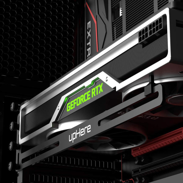 upHere Graphics Card GPU Brace Support Video Card Sag Holder/Holster Bracket, Anodized Aerospace Aluminum, Single or Dual Slot Cards
