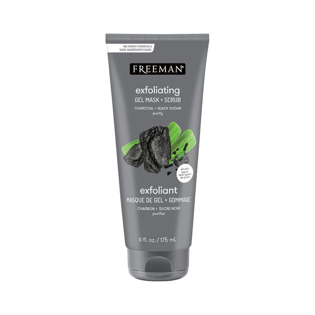 Freeman Polishing Charcoal & Black Sugar Facial Gel Mask+ Scrub, Purifies Skin, 