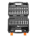 DNA MOTORING TOOLS-00144 72-Piece 1/4" Drive Socket Set with Ratchets, Adapters, Extensions - 4mm -14mm, 5/32 Inch- 9/16 Inch, Cr-V 72 PCs Drive