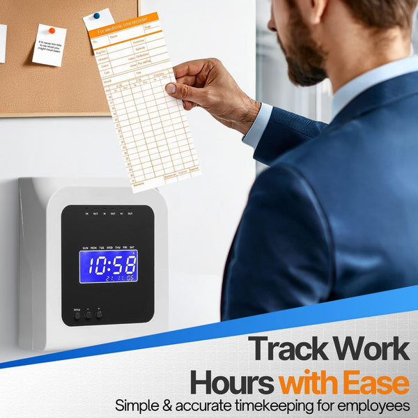 Flexzion Monthly Time Cards for Employees - Dual-Sided, Orange/Blue Attendance Tracker, 270-Piece Time Sheets Compatible with 6-Column Time Clock